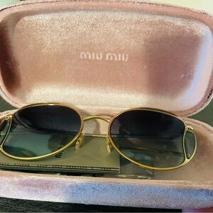 Miu Miu Gold and Black Sunglasses